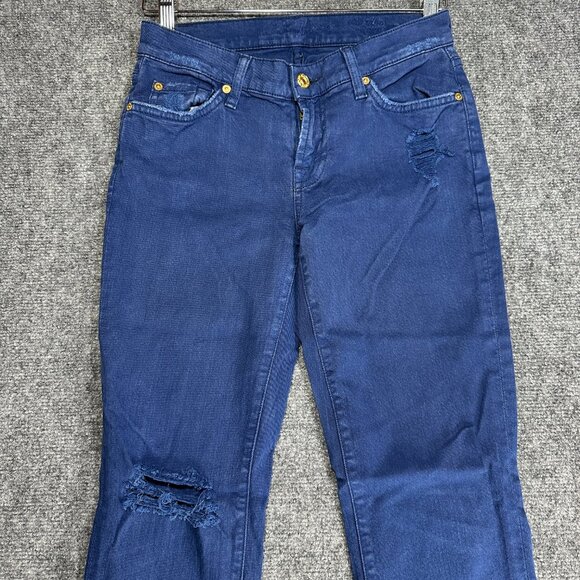 7 For All Mankind Jeans Womens 26 The Slim Cigarette Cotton Stretch Distressed - Picture 3 of 9